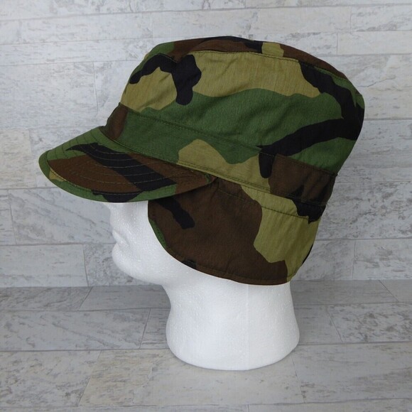 Army Military Woodland Camo Cold Winter Ear Flap Hat Cap Size 7 1/4” - Picture 5 of 7
